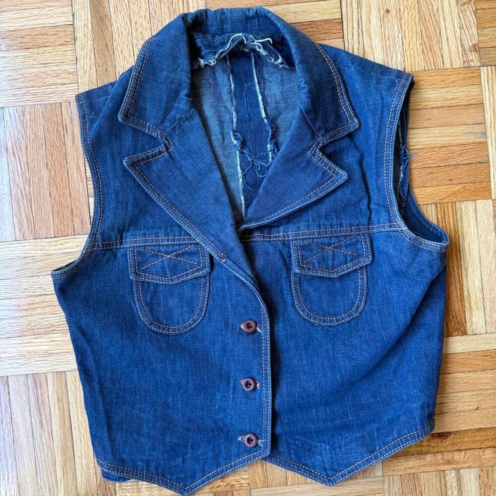 Vintage blue denim vest with